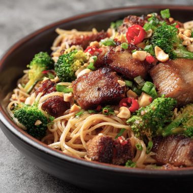 Crispy Pork and Broccoli Noodles