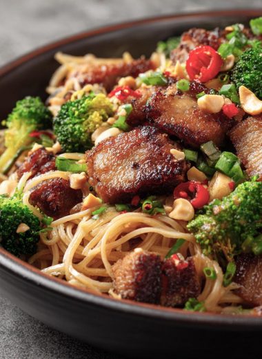 Crispy Pork and Broccoli Noodles