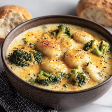 Broccoli Cheddar Gnocchi Soup