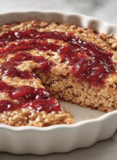Peanut Butter and Jelly Oatmeal Bake
