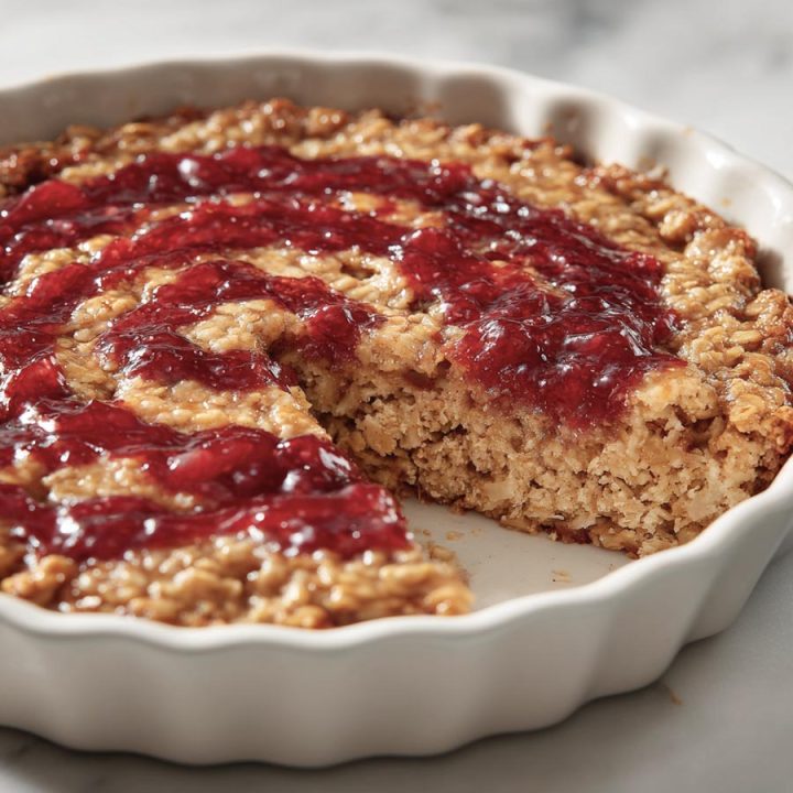 Peanut Butter and Jelly Oatmeal Bake