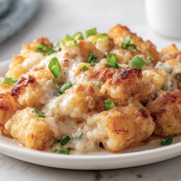 Chicken Alfredo Tater Tot Casserole