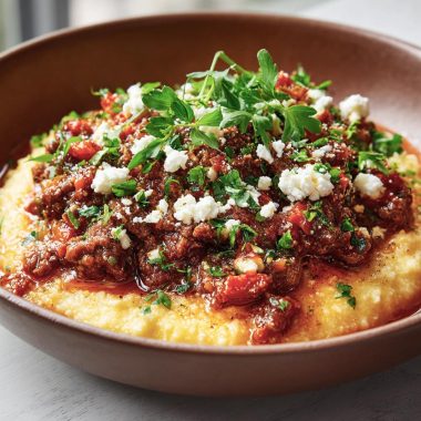 Sausage Ragu with Creamy Goat Cheese Polenta