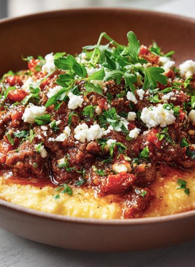 Sausage Ragu with Creamy Goat Cheese Polenta