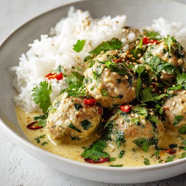 Thai Chicken Meatballs in Creamy Coconut Sauce